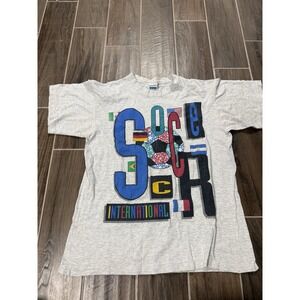 Vintage International Soccer Countries Grey T-Shirt Size Large